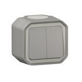 PLEXO 2 GANG 1-WAY SWITCH - GREY - SURFACE