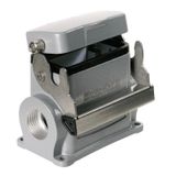 HDC enclosures, Size: 4, Protection degree: IP65, in plugged condition, Base housing, End-locking clamp, lower side, high, with cover, Size of cable entries: M 25