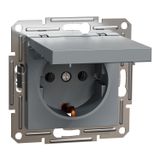 Socket outlet Asfora side earth 16A with lid metal