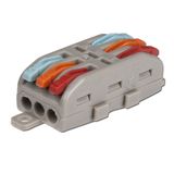 Cable clamp with lever, 3-3, red, orange, blue