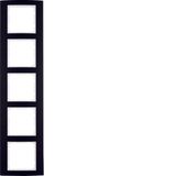 Frame 5gang, B.3, al. black/p. white matt, al. anodised