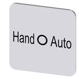 Labeling plate 22x22 mm, silver-colored label, labeling: Hand O Auto