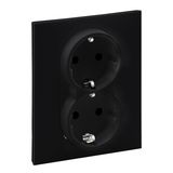 2X2P+E SOCKET SCHUKO STANDARD AUTO TERMINALS SHUTTERED BLACK