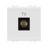 COAXIAL TV SOCKET-OUTLET, CLASS A SHIELDING - IEC MALE CONNECTOR 9.5mm - DIRECT  - 2 MODULES - SATIN WHITE - CHORUSMART
