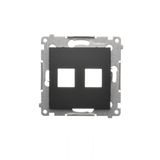 Double Keystone flat IT/telephone socket cover, (module), black matt