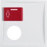 Central part with red call button on top and place for auxiliary plug-in connector, Berker S.1/B.x, white, gloss