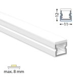 Attached PMMA moisture-proof PA profile, 12x12mm, Whitey diffusion, 2m