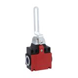 Limit switch, K series, slotted lever, 2 side cable entry. Dimensions compatible to EN 50047, plastic body, contacts 1NO+1NC slow action