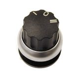 Knob switch, 3 pos. 60ø stay-put, `I-0-IIï, rotary head