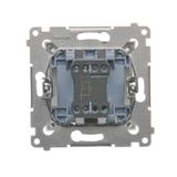 Double two-way switch with indicator light, LED not replaceable Color: blue, (module), 10AX, Screw, white