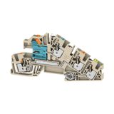 Multi level installation terminal block, PUSH IN, dark beige, 4 mm², 3