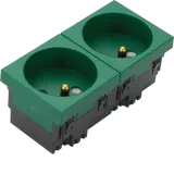 tehalite. GB-EG 2P+Z 33° 2-way socket 45x45mm halogen free green