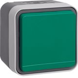 SCHUKO soc. out. green hinged cover surface-mtd, W.1, grey/light grey 