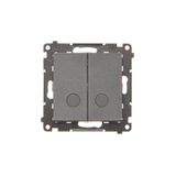 Double two-way switch with backlight light without symbol, 10AX, black matt