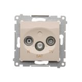 R-TV-SAT pass through aerial socket, atten.: 10dB, cream white/electro white