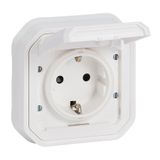 PLEXO GERMAN STD SOCKET OUTLET WITH SCREW TERMINALS - WHITE - FLUSH WITH CLAW