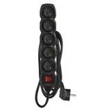 Extension Cord 3 m / 5 sockets / switch / black / PVC / 1.5 mm2