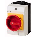 T0-2-15169/I1/SVB Main switch, T0, 20 A, surface mounting, 2 contact unit(s), 3 pole, 1 N/O, Emergency switching off function, With red rotary handle and yellow locking