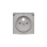 Cover for single socket outlet with earthing IP44 - transparent flap, matt aluminum