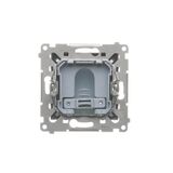 Interdediate switch with LED indicator light without pictogram, (module), 10AX, quick connection, black matt