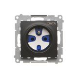 DATA single socket outlet with socket access element, (module), 16A, 250V, Screw, black matt