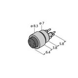 Round connector M8 x 1 / Ø 8 mm Ø 8 mm Flange Coupling, with Print Contacts   EKP3SP (100 PCS.)