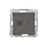 RJ12 single telephone socket, black matt