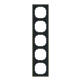 1725-453M-500 Cover  with decor ring, 5gang black matt gold