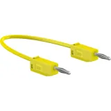Measuring lead with (2 mm plug, spring-loaded, straight) to (2 mm plug, spring-loaded, straight), 80 mm, yellow, PVC, 0.5 mm², CAT O, 28.0115-00724