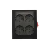 Quadruple plug socket with Schuko earthing type - IP20 version - with built-in switch, 16A, Screw, black matt