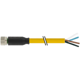 M8 female 0° A-cod. with cable PUR 4x0.25 ye UL/CSA+drag ch. 0,6m