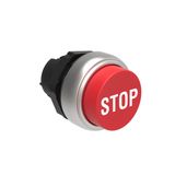 Pushbutton actuator, spring return, with symbol Ø22mm Platinum series chromed plastic, extended, STOP/Red