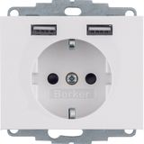 SCHUKO socket outlet/USB A-A, K.1, polar white glossy