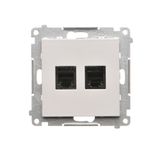 RJ12 double telephone socket, light gray matt