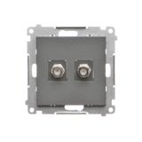 Double aerial socket type "F", module, graphite mat