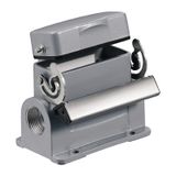HDC enclosures, Size: 2, Protection degree: IP65, in plugged condition, Base housing, End-locking clamp, lower side, Standard, with cover, Size of cable entries: M 20
