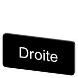 Labeling plate 12.5 x 27 mm, label black, labeling: DROITE