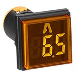 Ammeter, 22.5 mm, 0-100 A AC, yellow, square