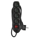 Extension Cord 5 m / 4 sockets / switch / black / PVC / 1 mm2