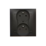 Double socket outlet with earthing and current phase constancy, (Complete product), 16A, 250V, Screw, black matt