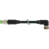 M8 male 0° / M8 female 90° A-cod. PUR 4x0.34 bk UL/CSA+drag ch. 0.5m