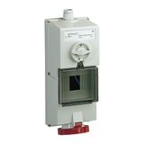 Isoblock interlocked socket - 32 A - 3P + N + E - 380...415 V AC - IP65 - wall