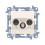 R-TV-DATA socket, atten.: 10dB, cream white/electro white