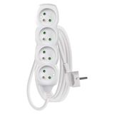 Extension Cord 2 m / 4 sockets / white / PVC / 1 mm2