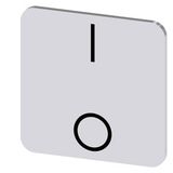 Labeling plate 22x22 mm, silver-colored label, icon: I* O (below each other)
