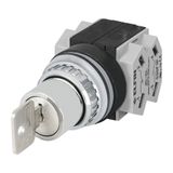 Key selector switch, 3-position, K95 key, Cam O, key removal II, 2 N.O.+2 N.C.