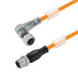 Sensor/actuator line, M12 / M12, Number of poles : 4, 2 m, Shielded: No, LED: Yes, Sheath material: PUR, Halogen: No
