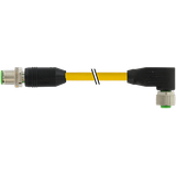 M12 male 0° / M12 female 90° A-cod. PUR 8x0.25 ye 7.5m