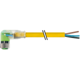 M8 female 90° A-cod. with cable LED PUR 4x0.25 ye UL/CSA+drag ch. 2m