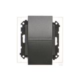 Double socket outlet with pin earthing IP44 with sealing (module), same color flap and cover, module, 16A, quick connection, black matt